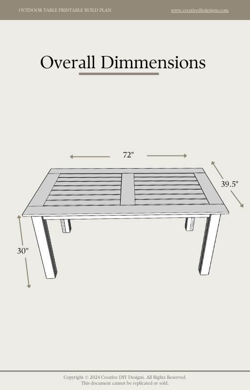 Outdoor Table - Printable Build Plan